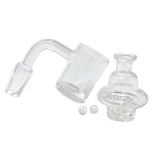 25mm Flat Bottom 4mm W/ Directional Carb Cap & 2 Marble 6MM Banger Set - 14M - 90 [QB14MSET]